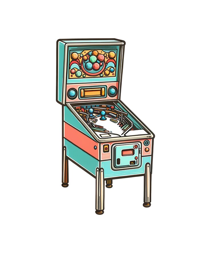 PSD a colorful slot machine that has the word game which have box shape retro sticker
