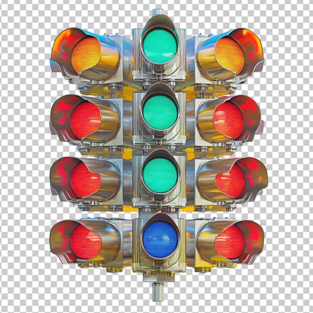 A composition filled with multiple traffic lights on transparent background