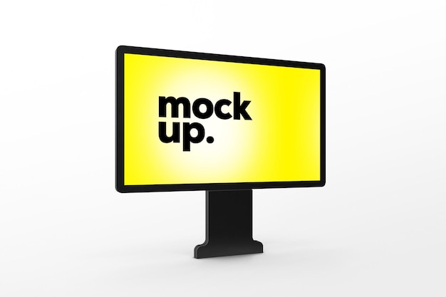 A computer monitor with the words mock up on it
