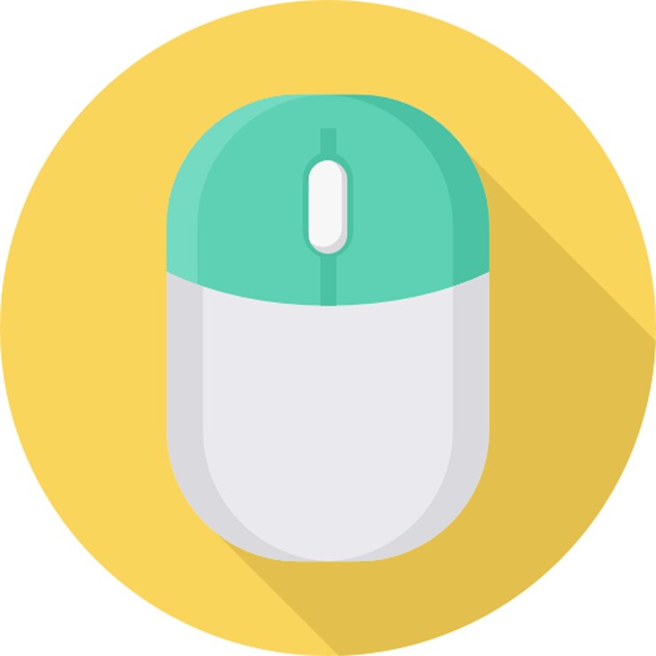 PSD a computer mouse with a green cover that says  ok