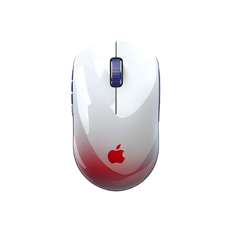 PSD a computer mouse with a red apple logo on it