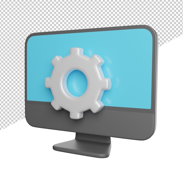 a computer screen with a cog icon on it