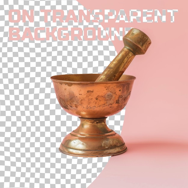 PSD a copper colored bowl with a hammer on it