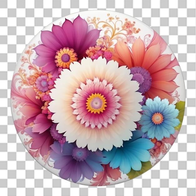 PSD a coroa de flores de papoula pintura botânica ilustração de moldura natural redonda