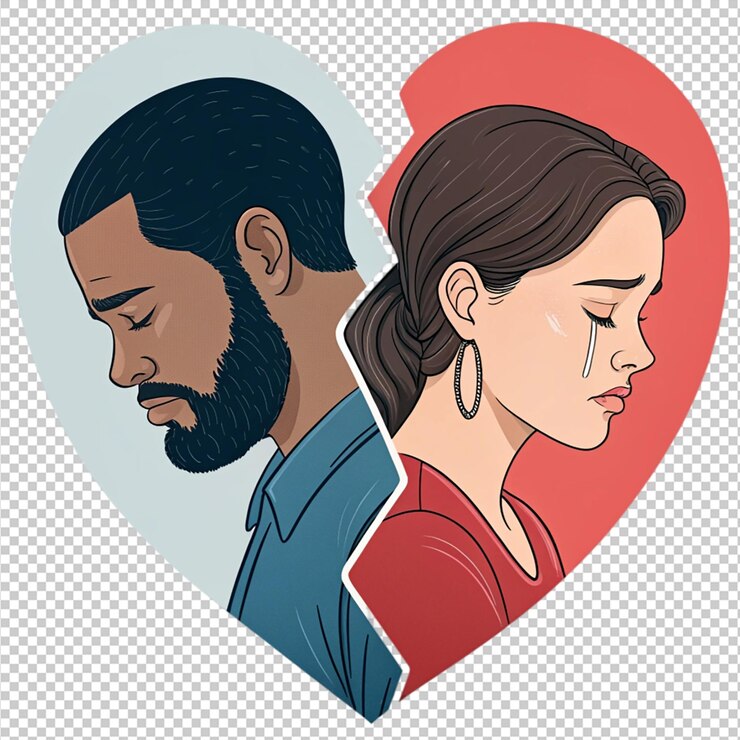 PSD a couple with a broken heart in their hands