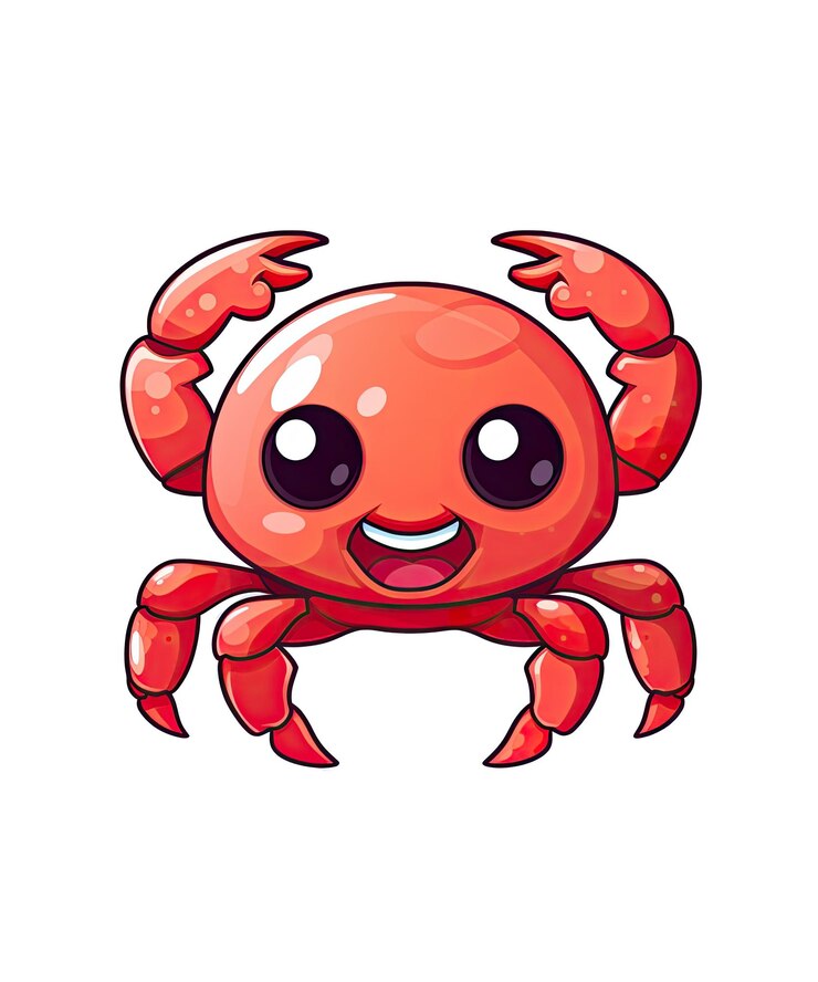 PSD a crab with a red face and a black and white background