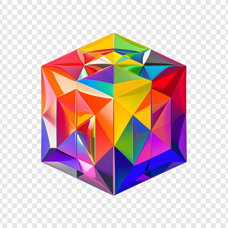 PSD a cube with a colorful pattern on it