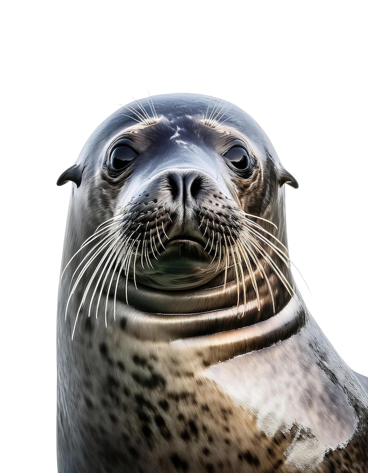 PSD a curious seal stares at the camera