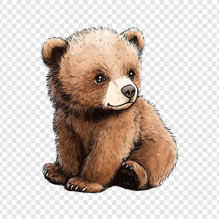 PSD a cute baby bear sitting