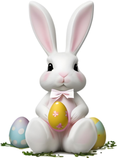 PSD a cute easter bunny with egg clipart