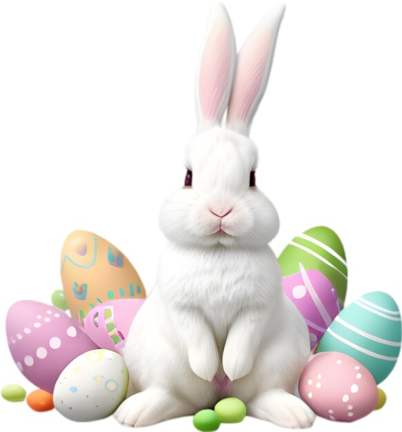 PSD a cute easter bunny with egg clipart