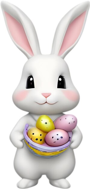 PSD a cute easter bunny with egg clipart