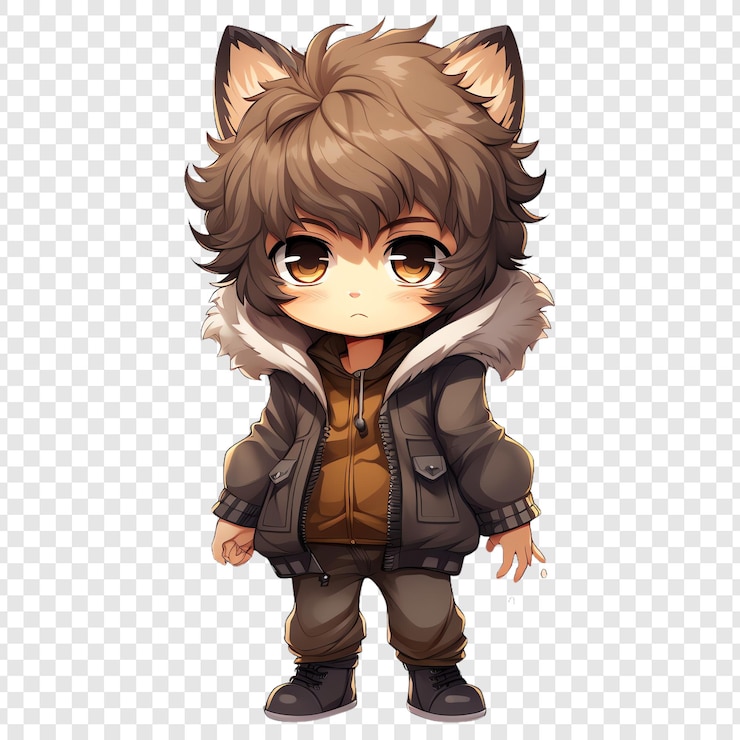 PSD a cute fox in a jacket and a fur coat