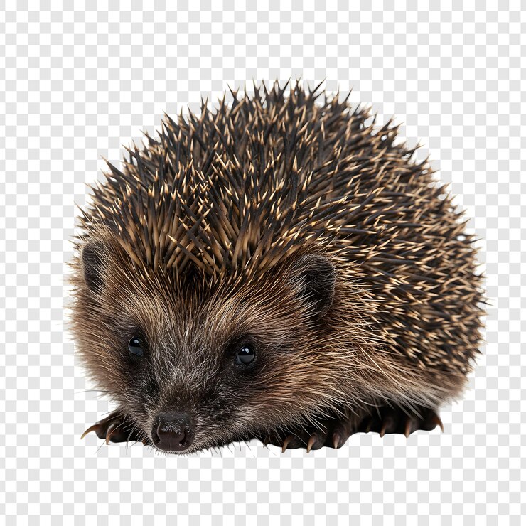 A cute hedgehog on a transparent background
