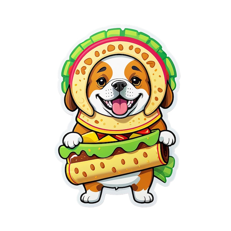 PSD a dog wearing a taco costume sticker decal