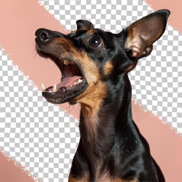 PSD a dog with its mouth open and the word  yawn  on the background