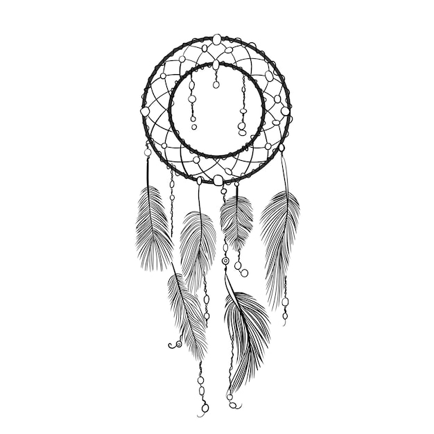 a drawing of a feather and feathers with a black drawing of a circle tattoo art