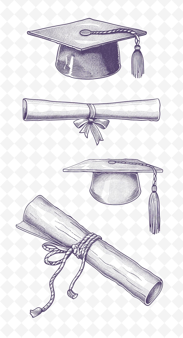 PSD a drawing of a graduation cap and a ribbon