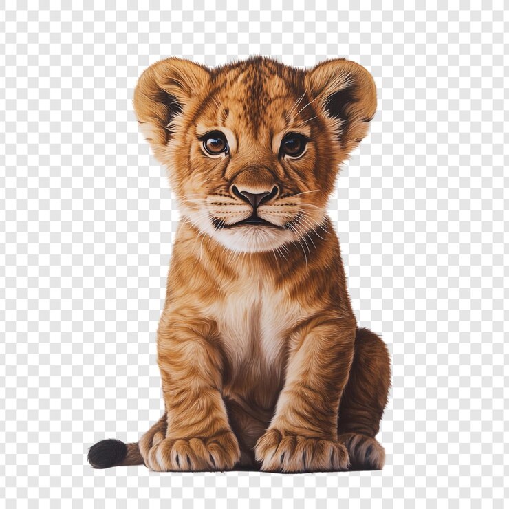 PSD a drawing of a lion cub with a black tail