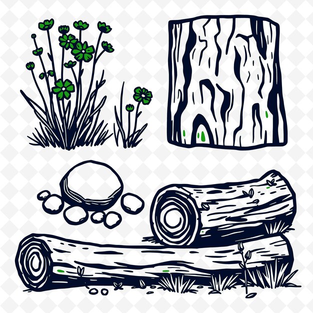 a drawing of a log with a log and a log with a log and a log in the middle