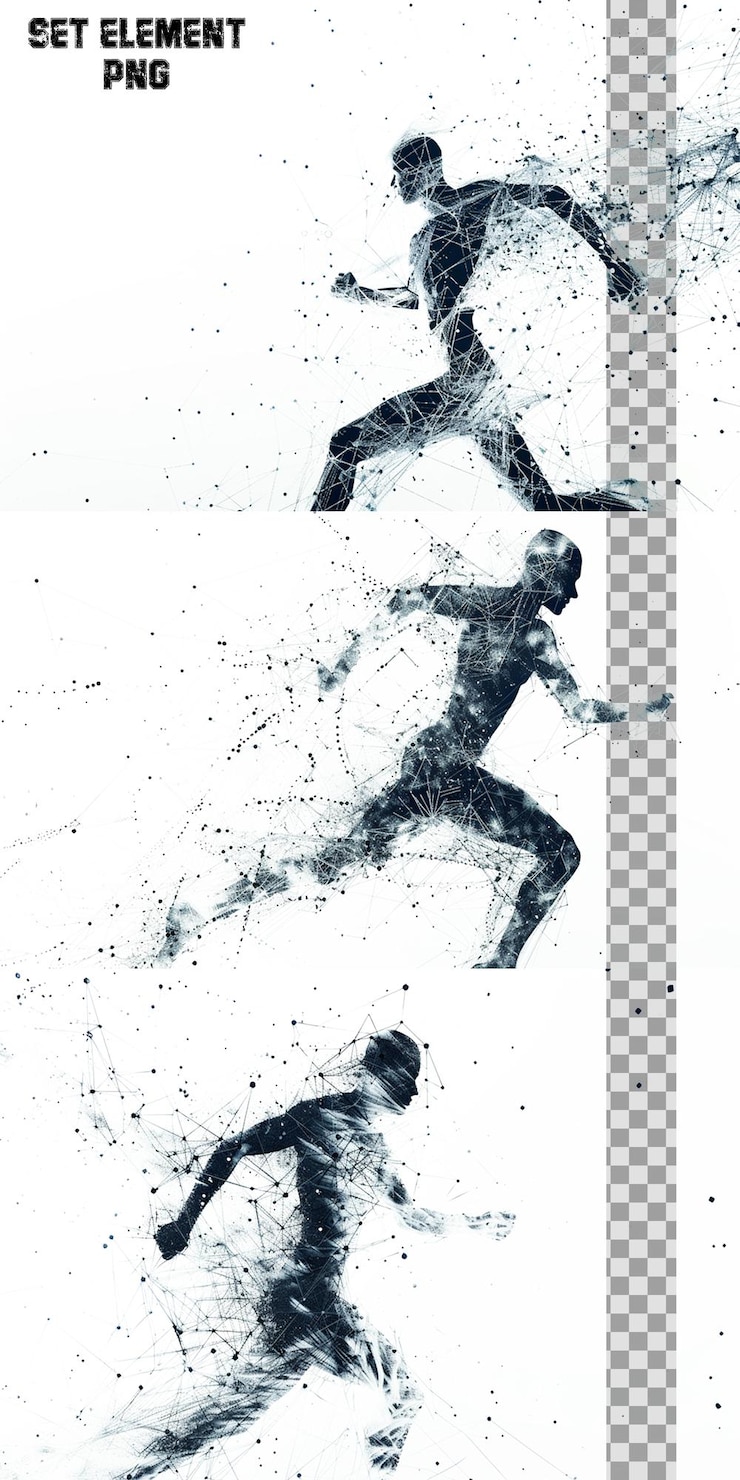 PSD a drawing of a man running with a stick in his hand