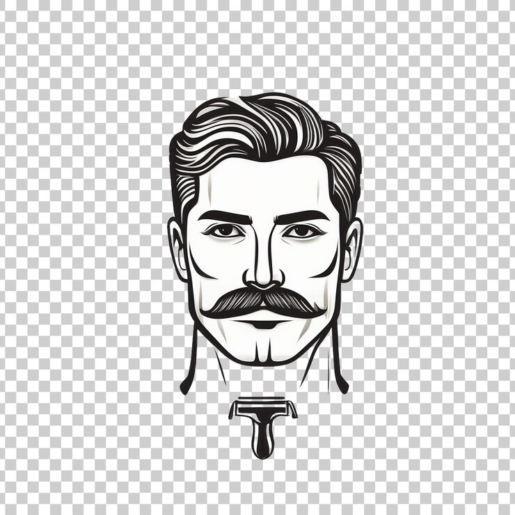 PSD a drawing of a man with a mustache and a mustache isolated on transparent background