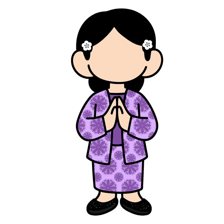 PSD a drawing of a woman in a kimono with a white background