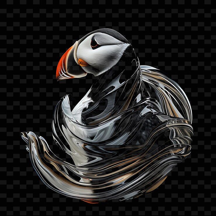 PSD a duck with a white head and a black background