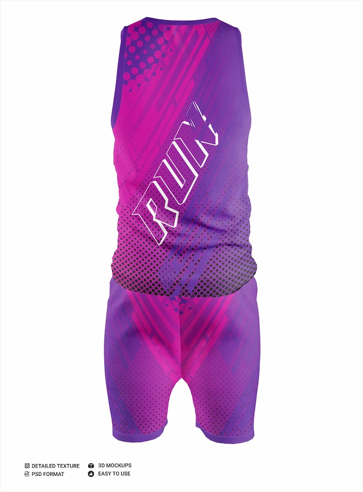 PSD a female athlete wearing a purple and pink outfit with the word frisbee on it