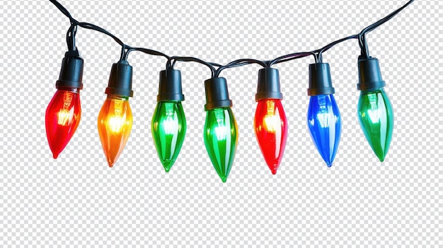 A Festive Set of Plastic Holiday Lights Isolated on White Background for Seasonal Decor and Celebration Promotions
