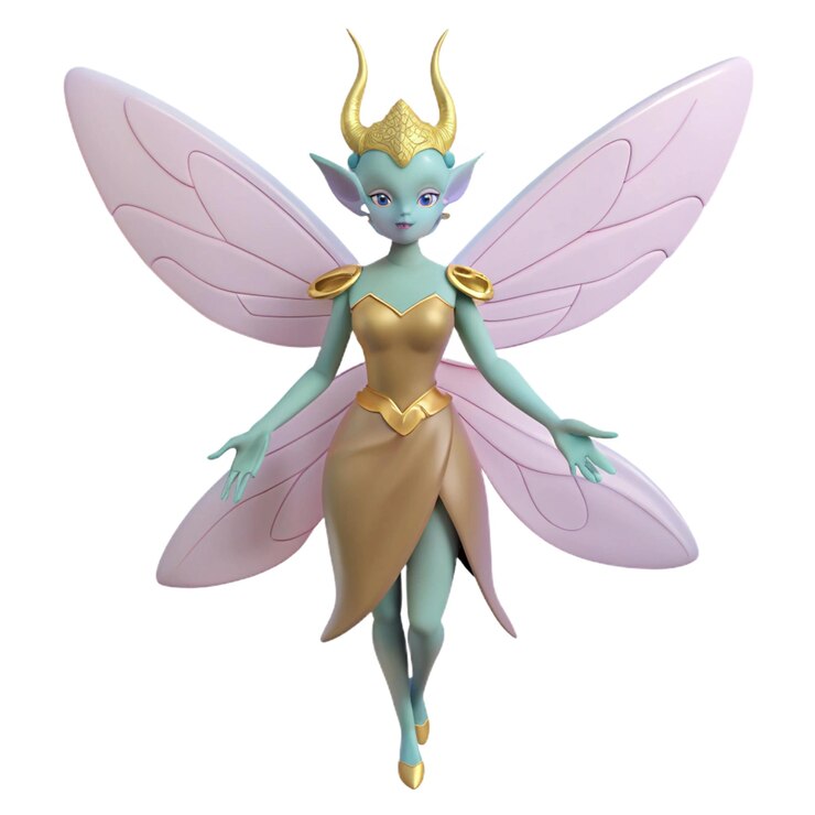 PSD a figurine of a fairy with a purple wings