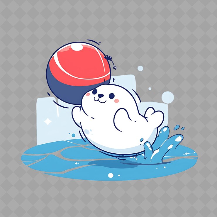PSD a fish with a ball in it and a red ball in the water