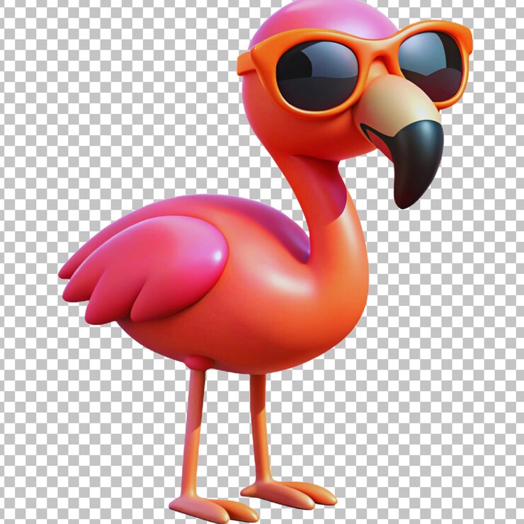 PSD a flamingo with sunglasses on a transparent background