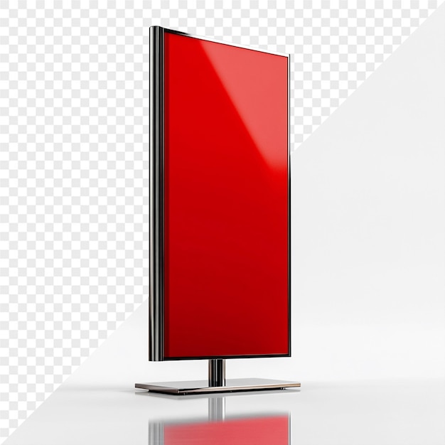 a flat screen tv with a red screen on a white background