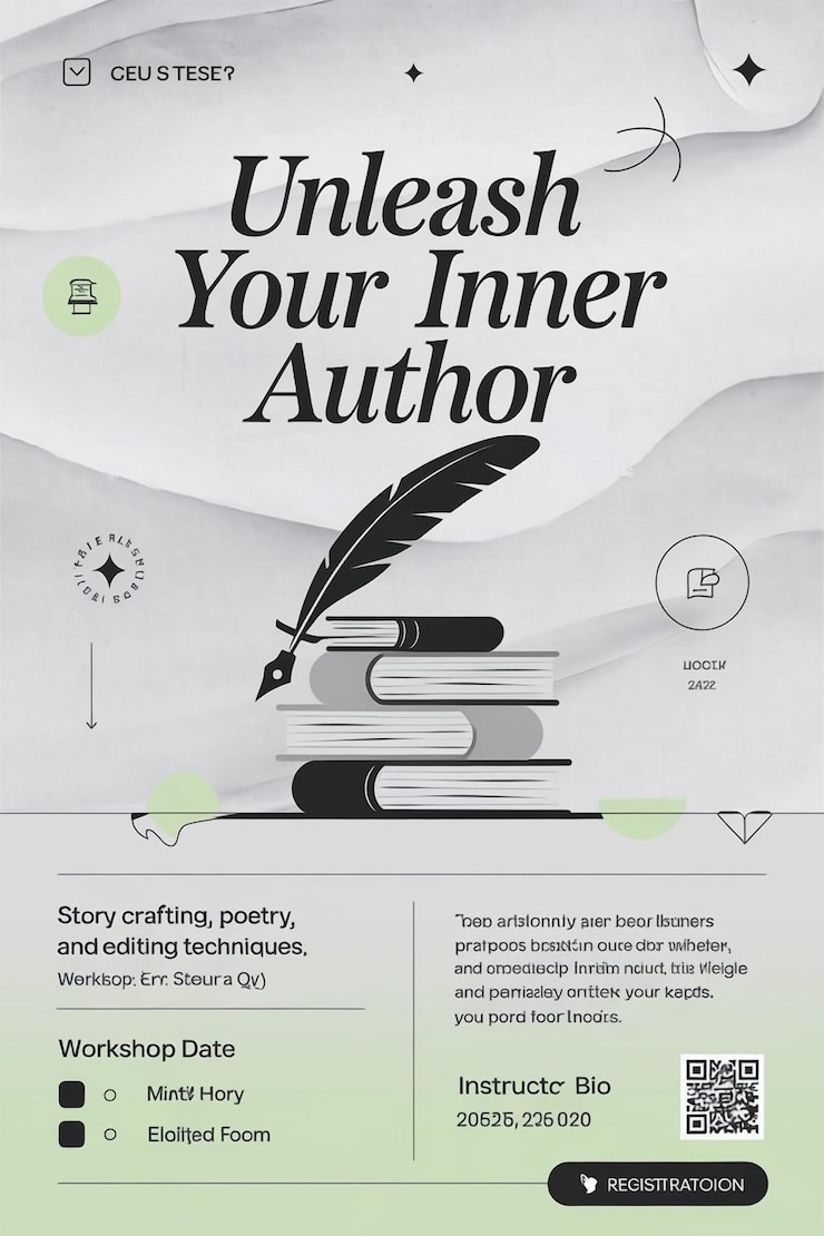 PSD a flyer poster for a creative writing workshop