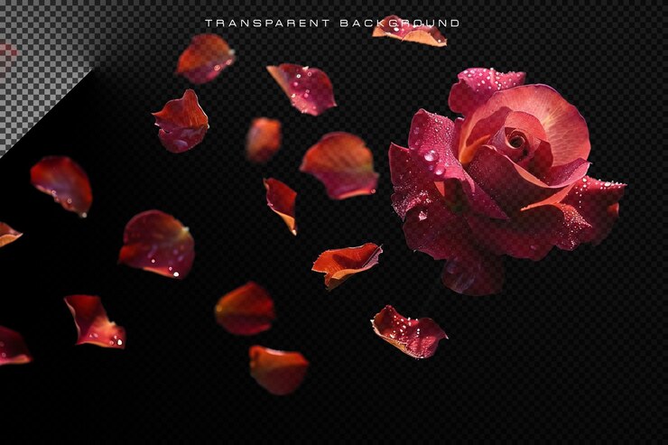 PSD a folha da flor da rosa a cair