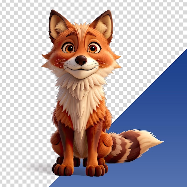 PSD a fox with a white nose and a blue background