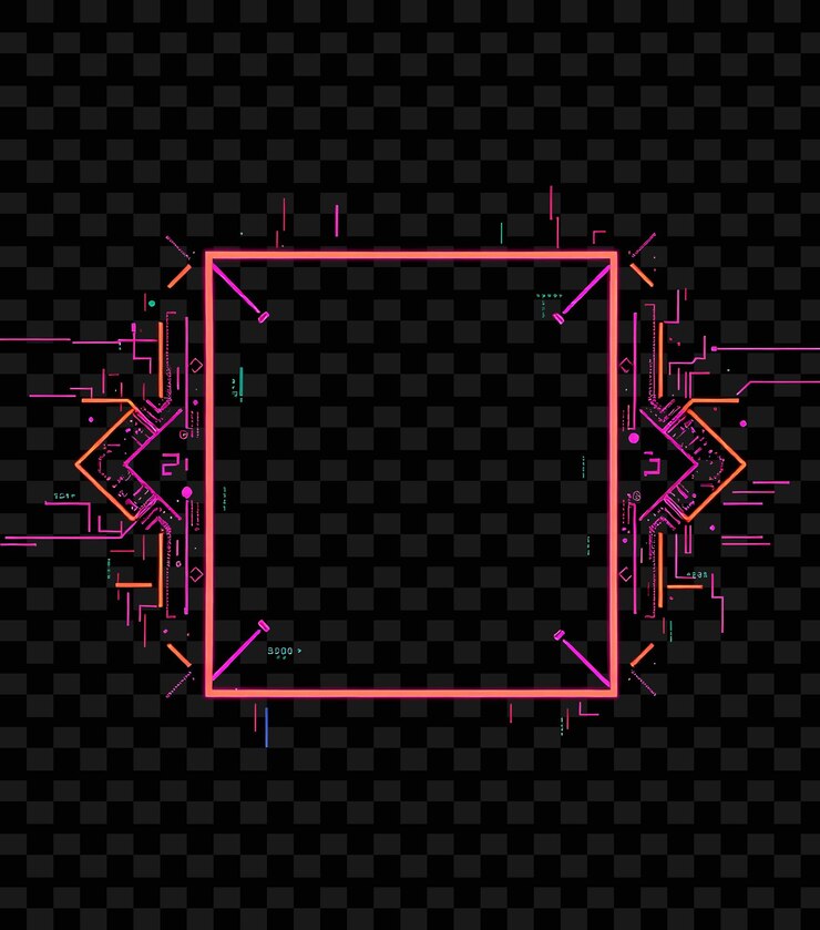 PSD a frame made of red lines with a green and pink border