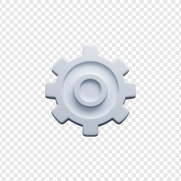 PSD a gear that is on a white background