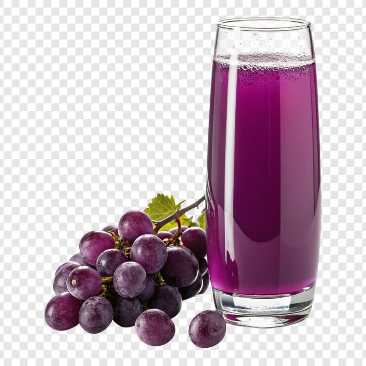 PSD a glass of purple liquid next to a bottle of purple liquid