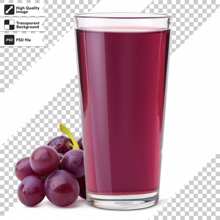 PSD a glass of red wine next to a bunch of grapes