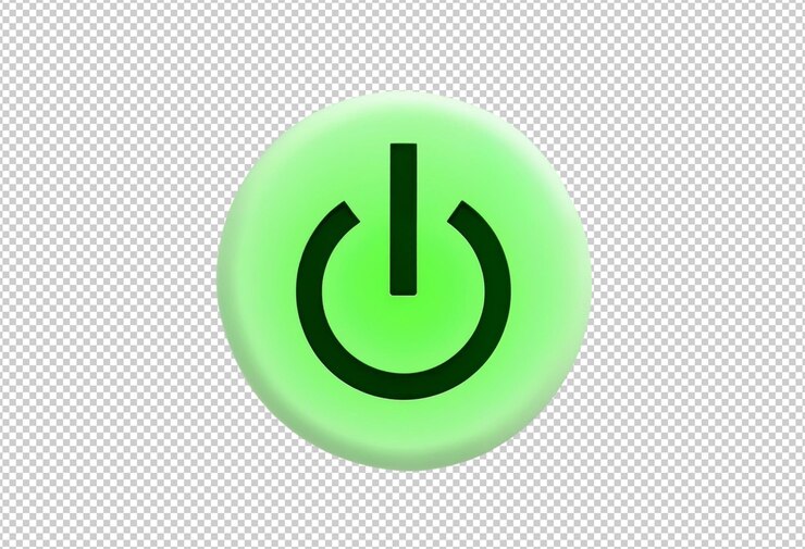 PSD a glowing green power button png