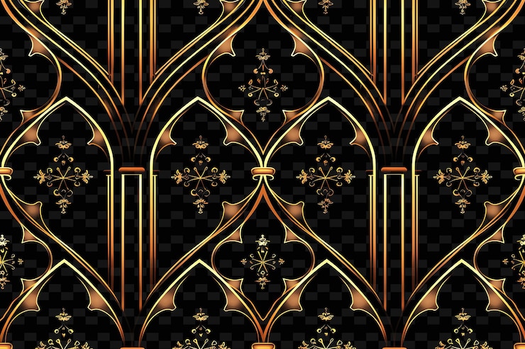 PSD a gold and black wall with a pattern of a design in gold