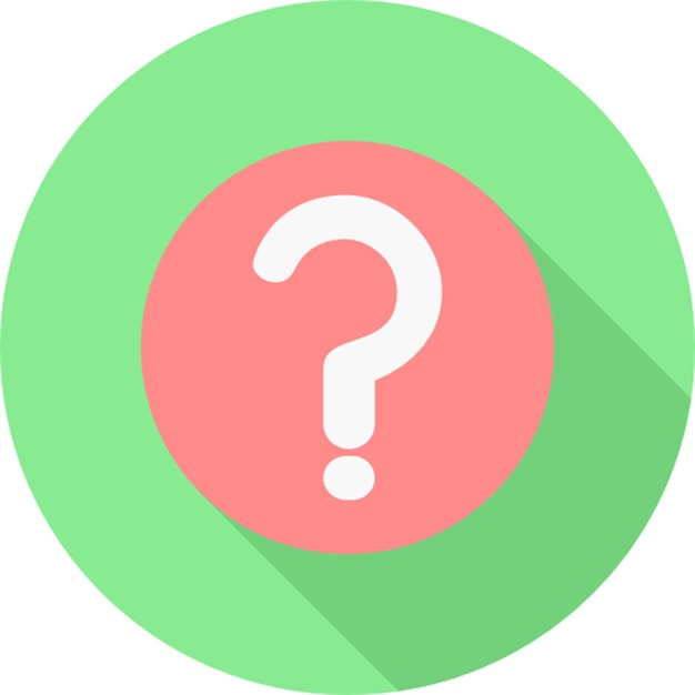 a green and pink circle with a question mark in the middle