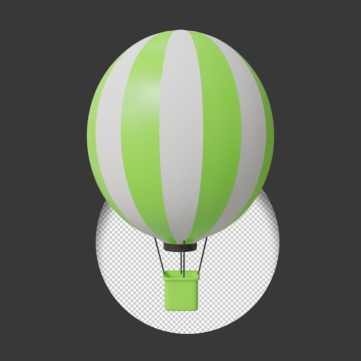 PSD a green and white hot air balloon with a green box in the middle.