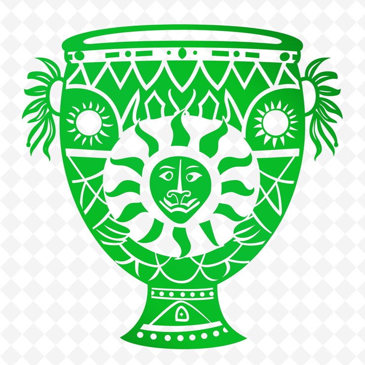 PSD a green glass vase with sun and the sun on it