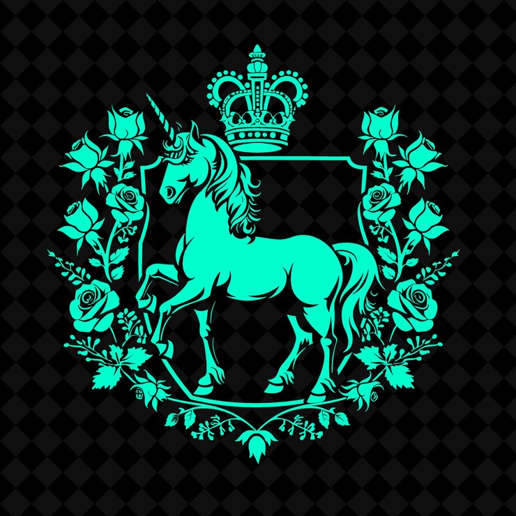 PSD a green horse with a crown and the words quot the crown quot on it