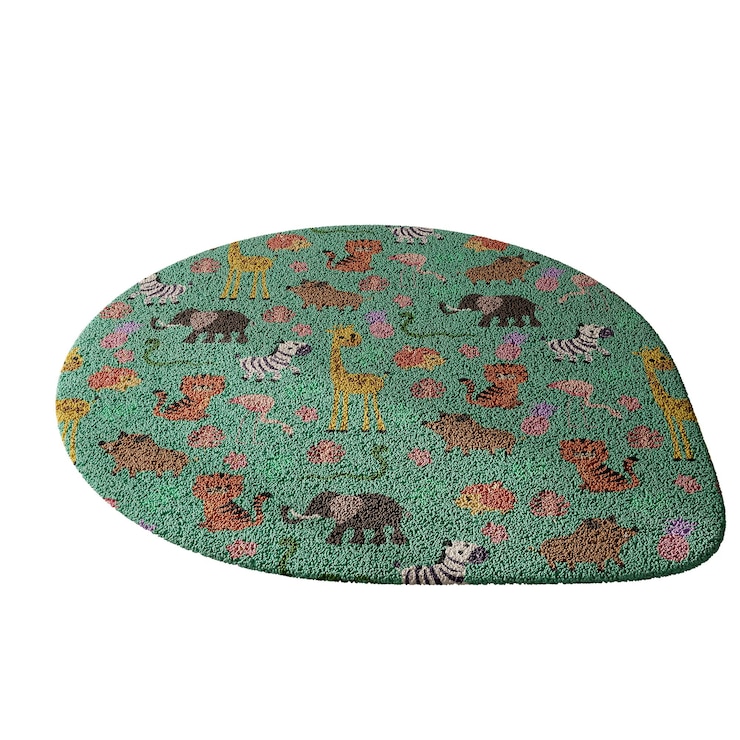 PSD a green rug with animals on it