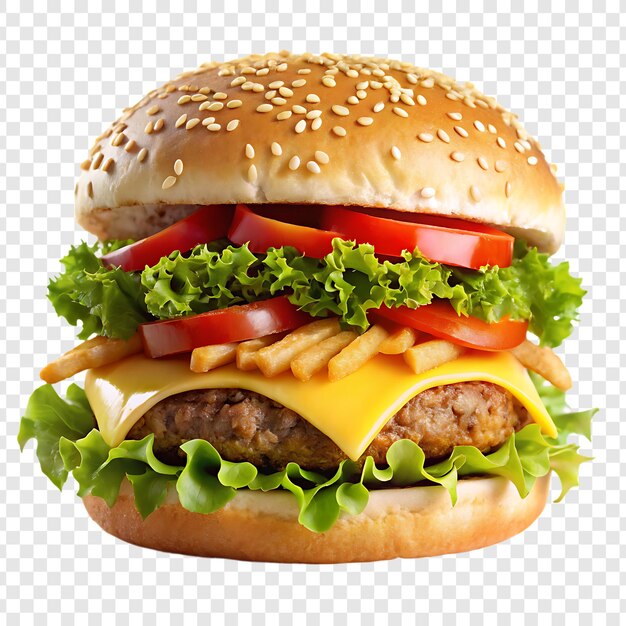 a hamburger with a cheeseburger on it and a green lettuce on the top