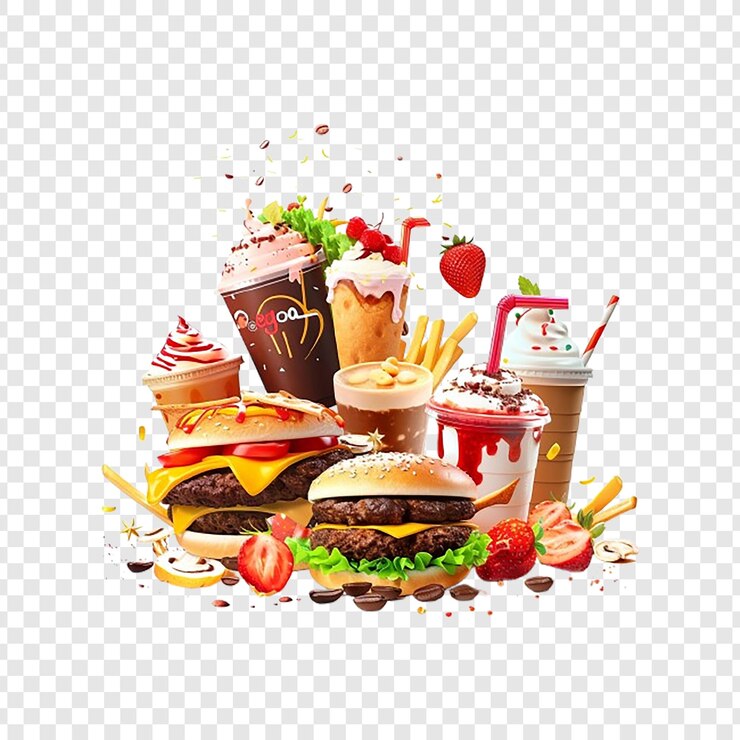 PSD a hamburger with lettuce and cheese on a transparent background